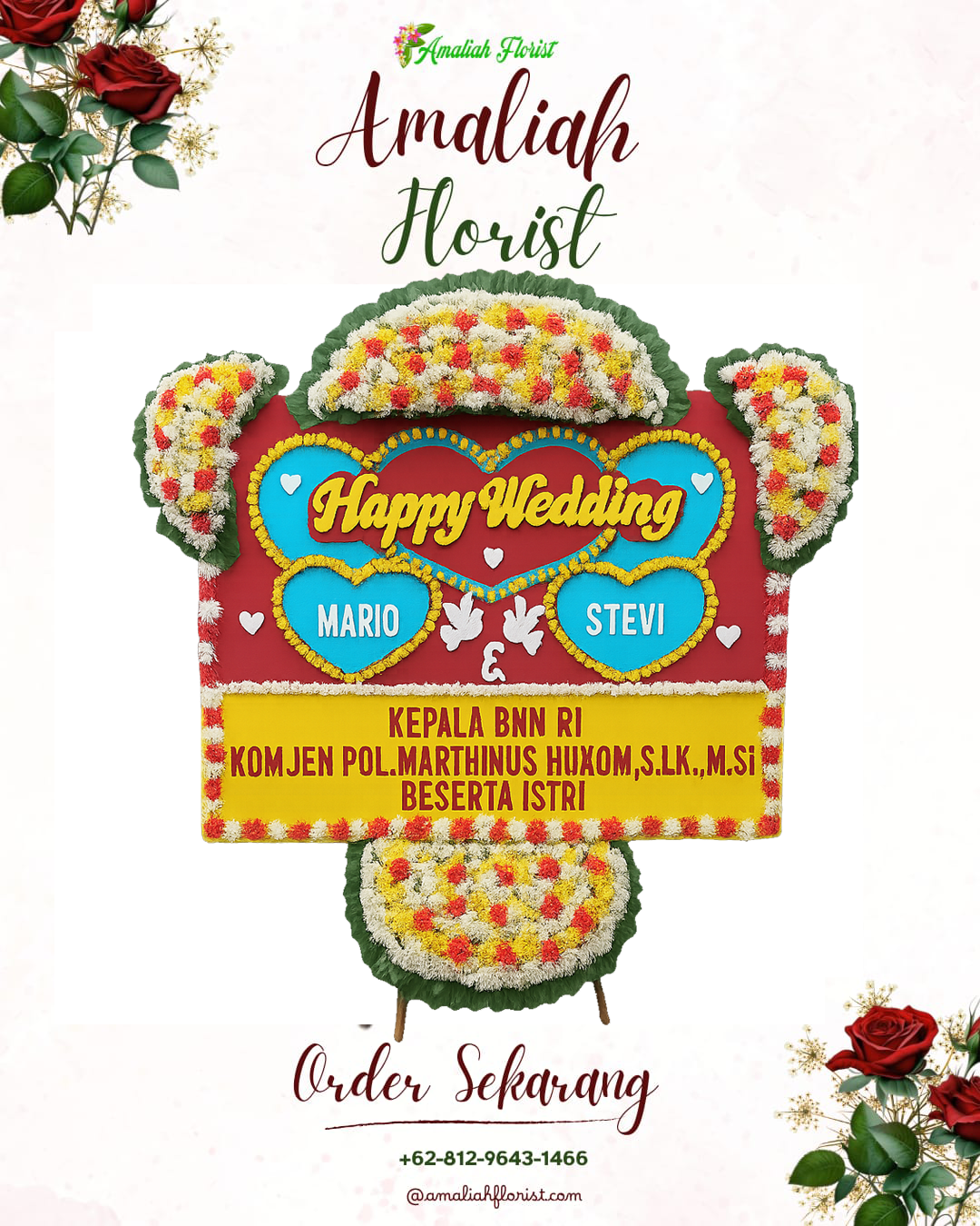 Papan Bunga Pernikahan Singgahan